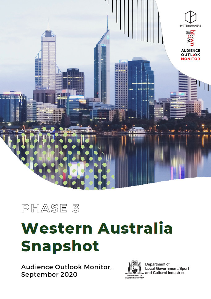 C:\Users\gwhite\DLGSC\DLGSC Website - Documents\Content\Images\Audience Outlook Monitor Phase Three September 2020 — Western Australia Snapshot cover