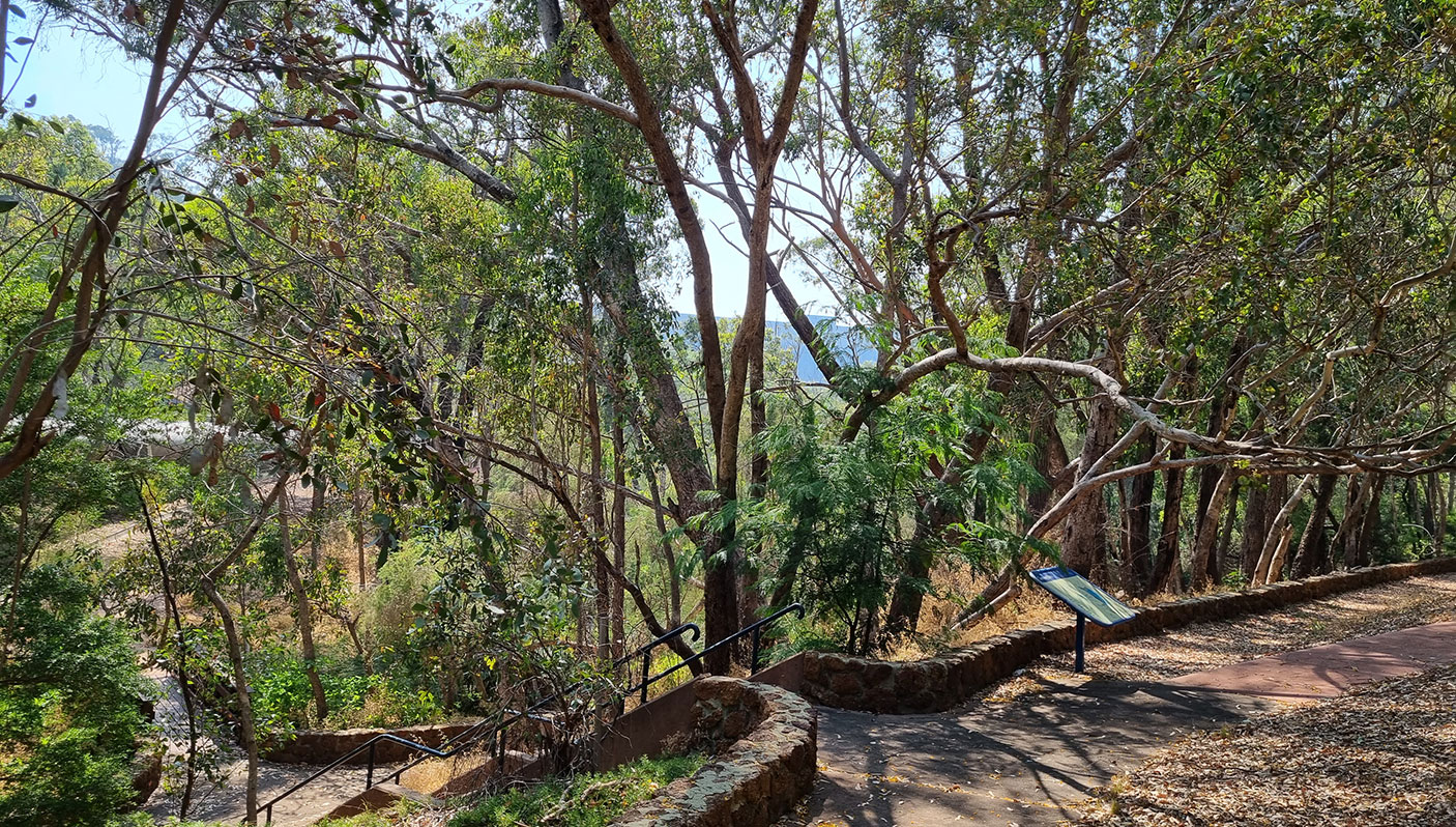 Roley Pool Reserve Heritage Walk Trails, Roleystone. Image showing bushland and a walk trail.