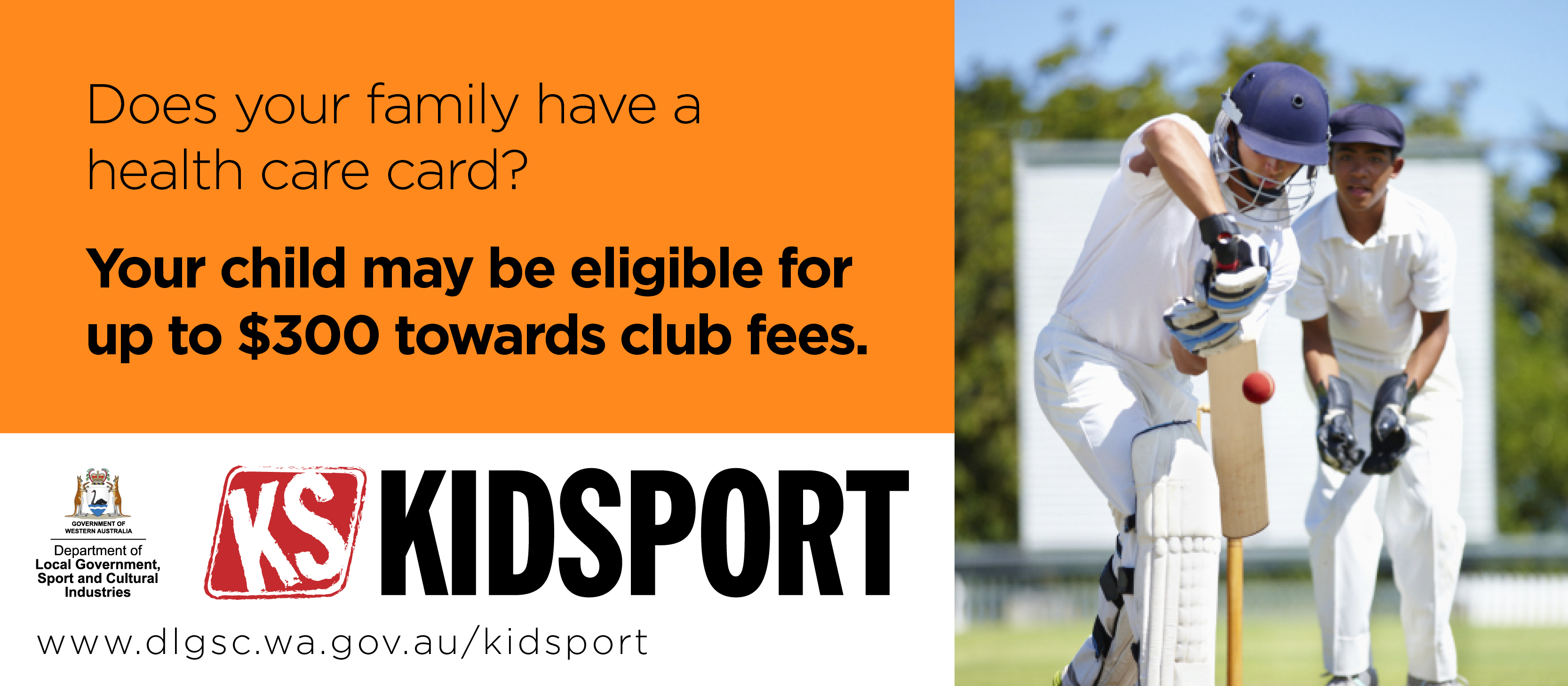 Social media tile promoting KidSport to parent and families