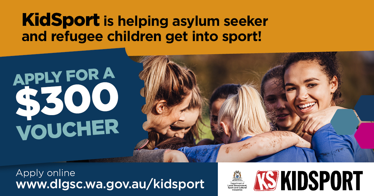 Social media tile to promote KidSport for asylum seeker and refugee children