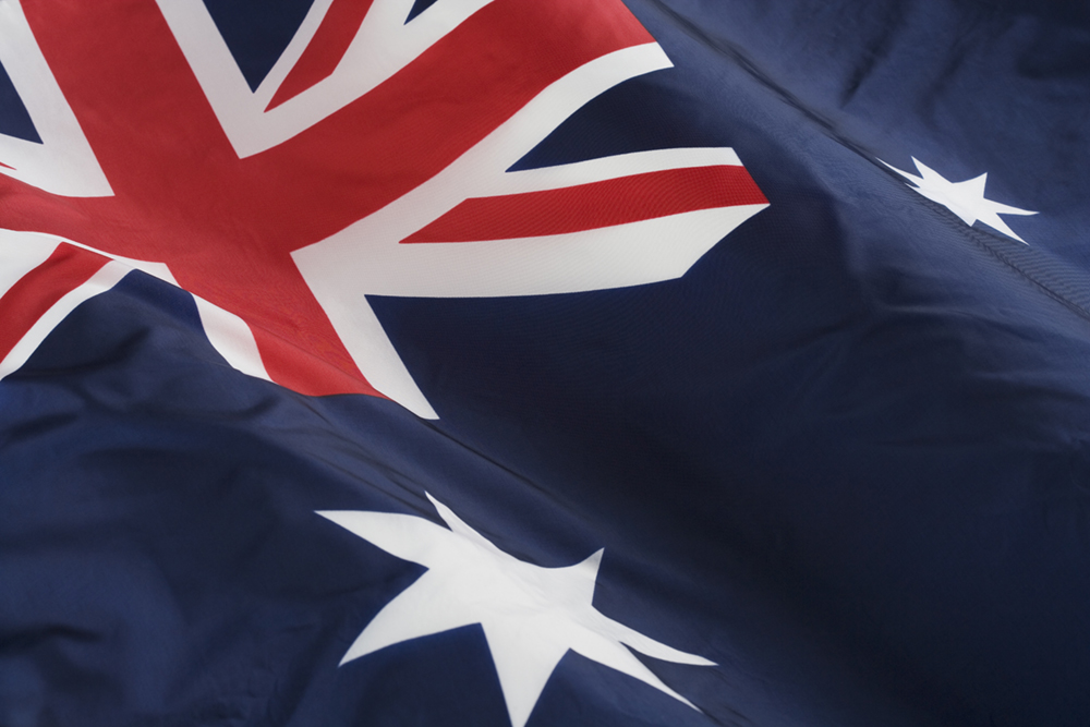 Australian National Flag At Half-mast