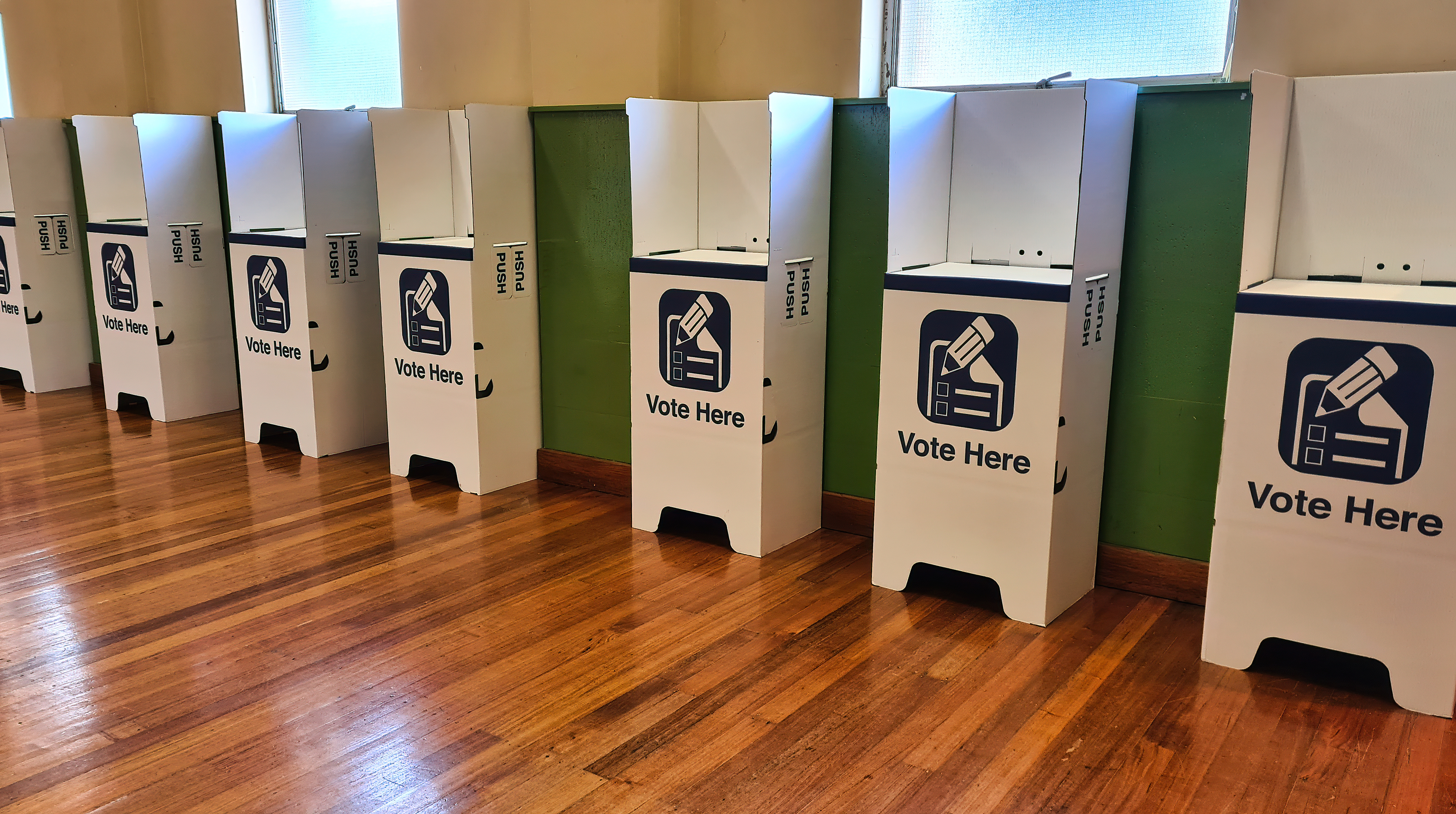 Row of voting booths