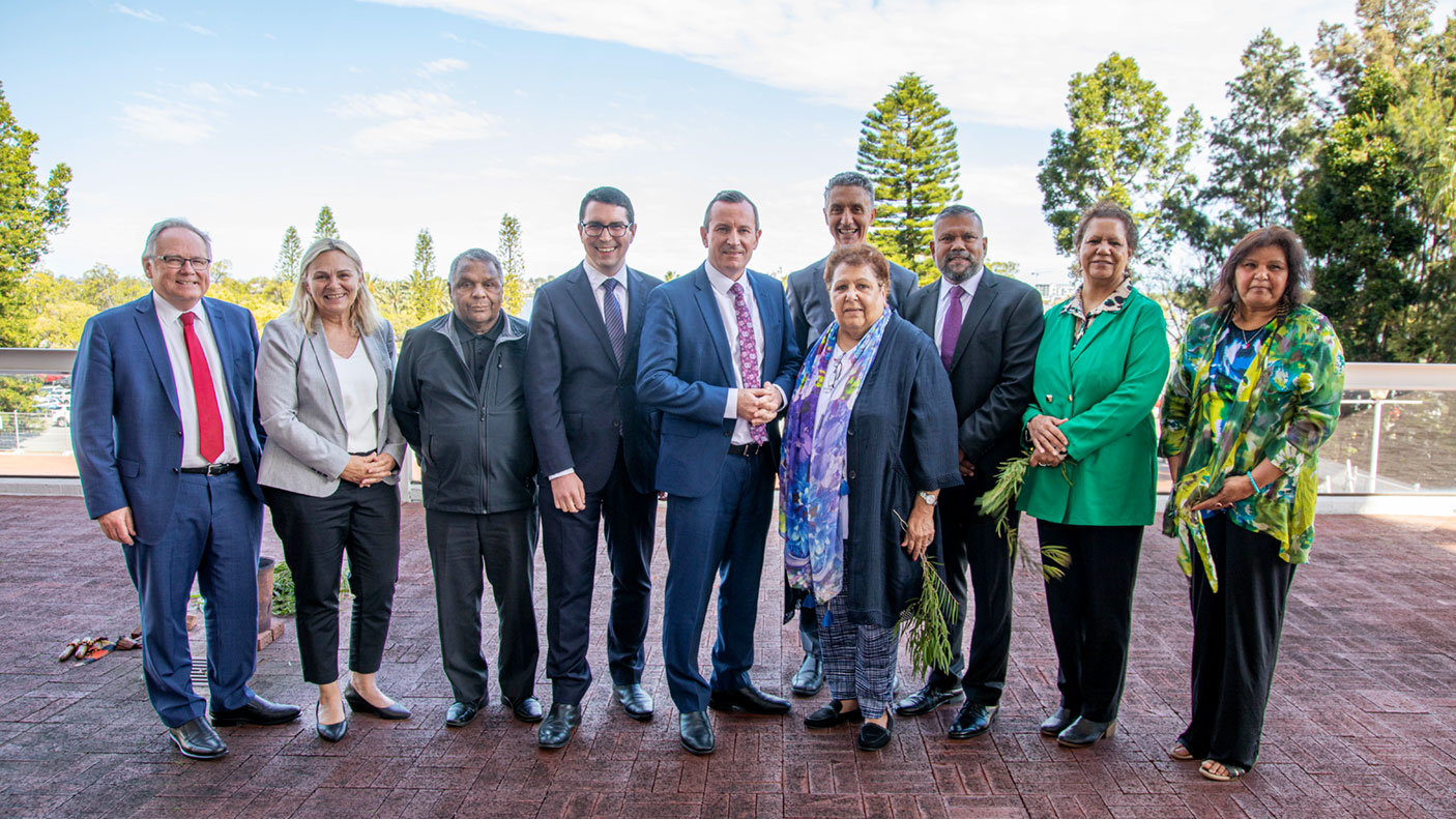 Premier Mark McGowan with members of the Steering Committee