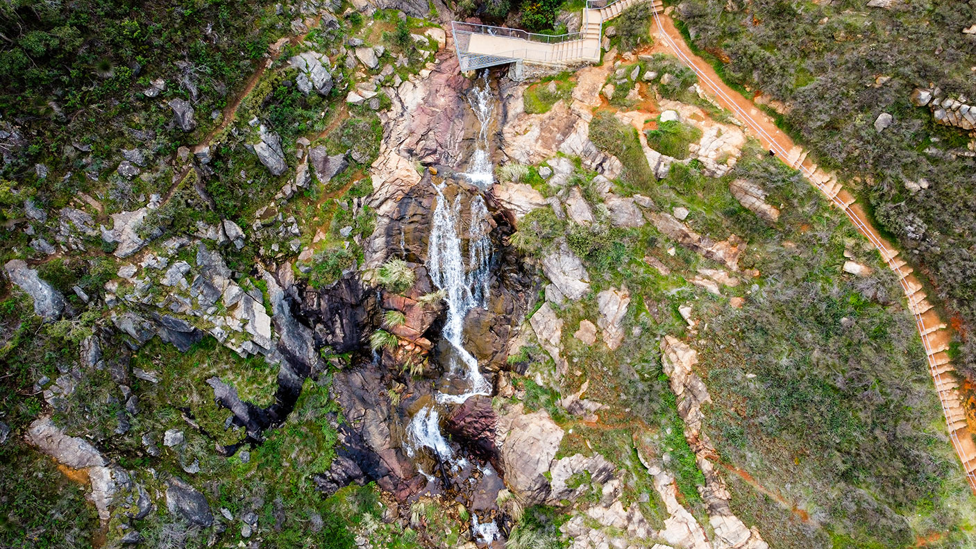 A drone image of Lesmurdie Falls