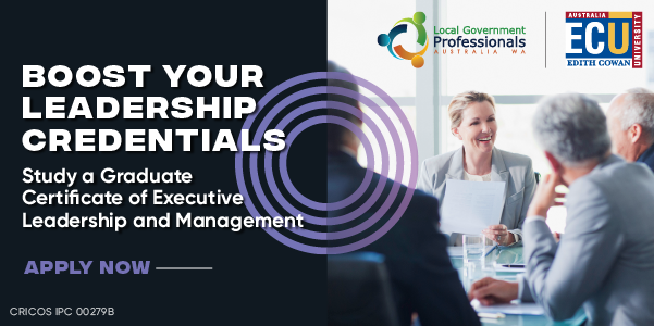 Boost your leadership credentials promotional mage with business people at a table