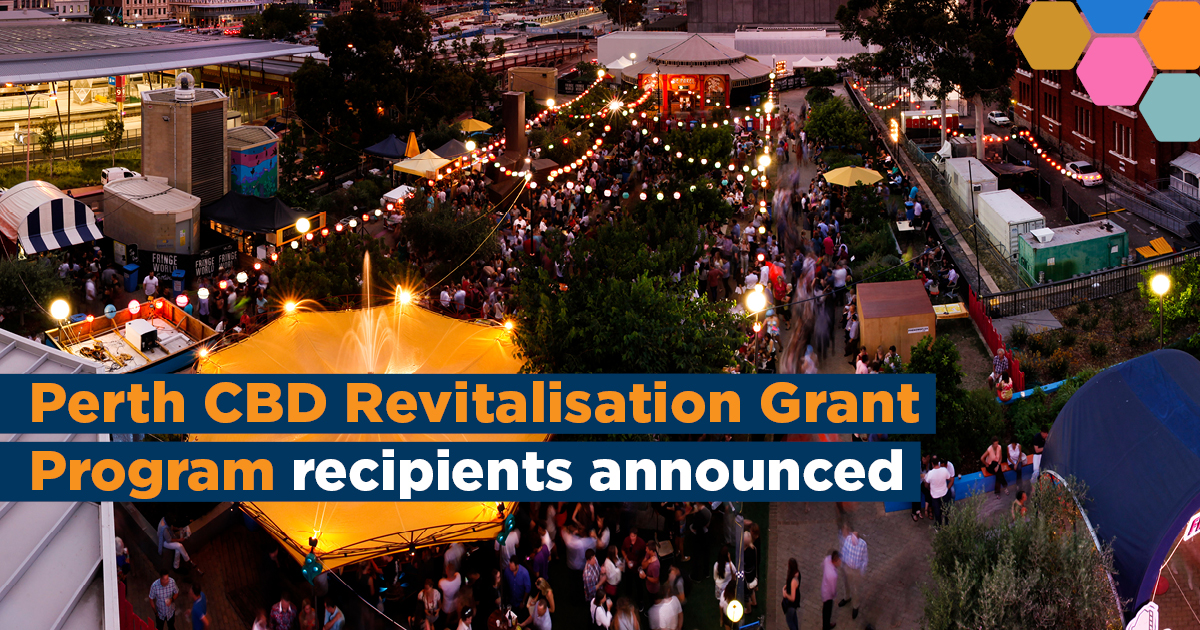 Round 2 recipients announced for Perth CBD activation grants with an image of an evening night market