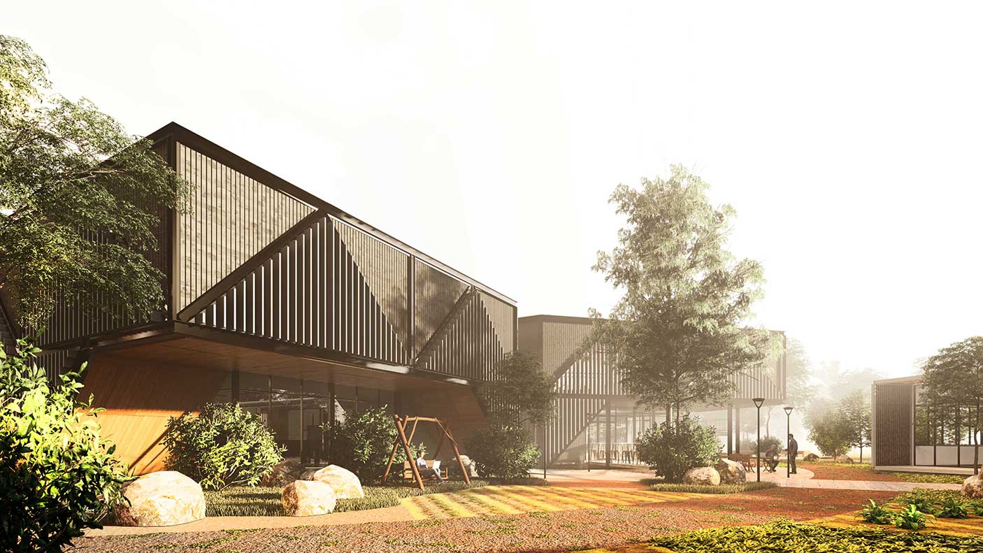 Artist Impression showing a building with landscaping