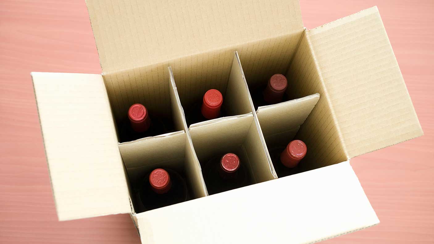 A box of wine bottles