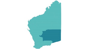 A map highlighting the Goldfields area