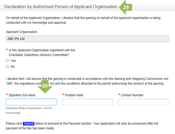 Gaming function permit application lodgment guide step 29 to 30