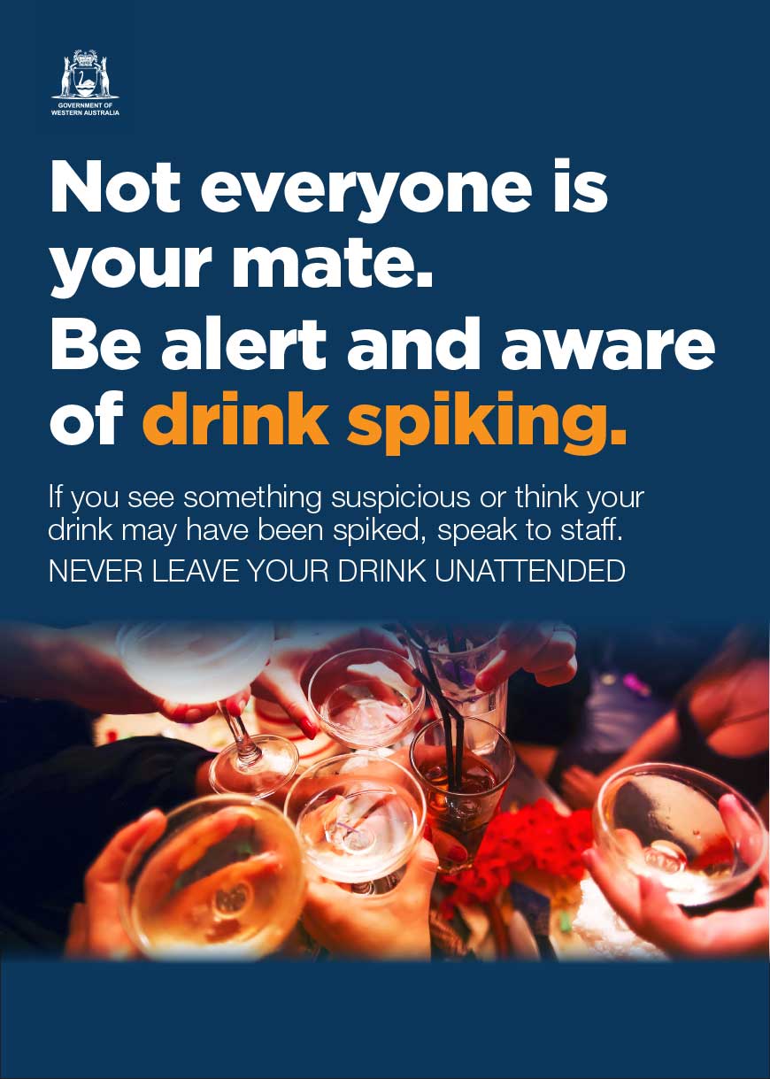 A poster designed to prevent drink spiking