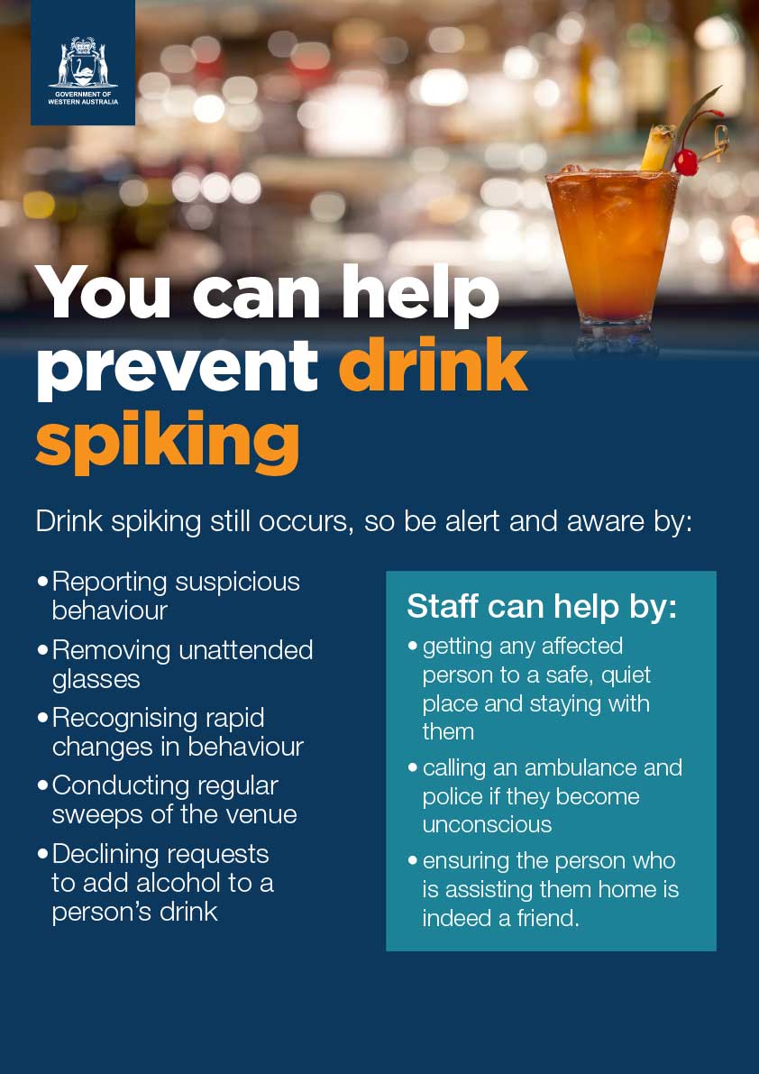 A poster designed to prevent drink spiking
