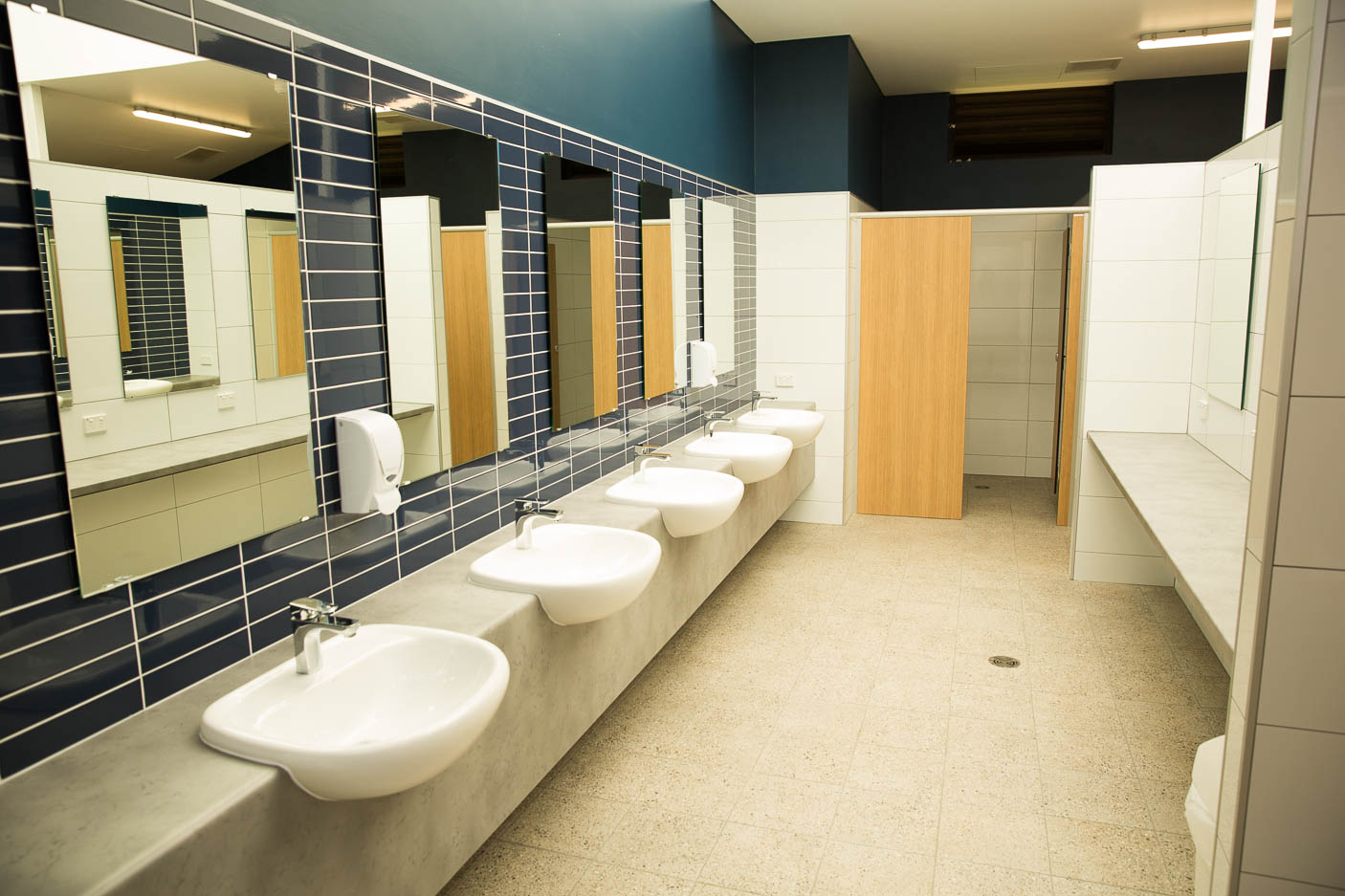 An interior view of the bathroom at the Spinnaker precinct