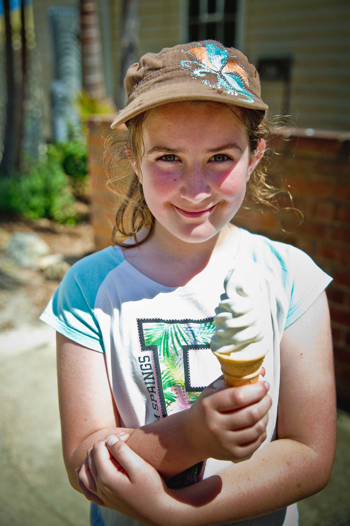 A girl holding an icecream