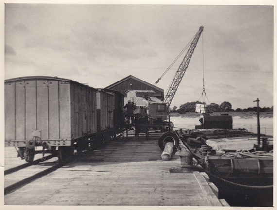 Explosives being unloaded on the jetty