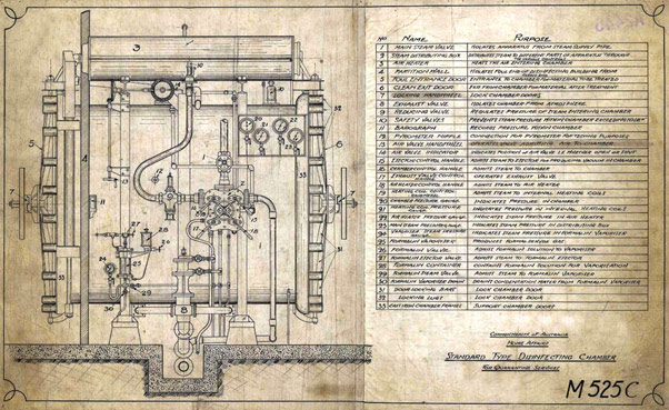 A technical drawing of the fumigator