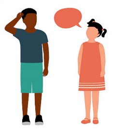 Illustration of a young girl with a speech bubble